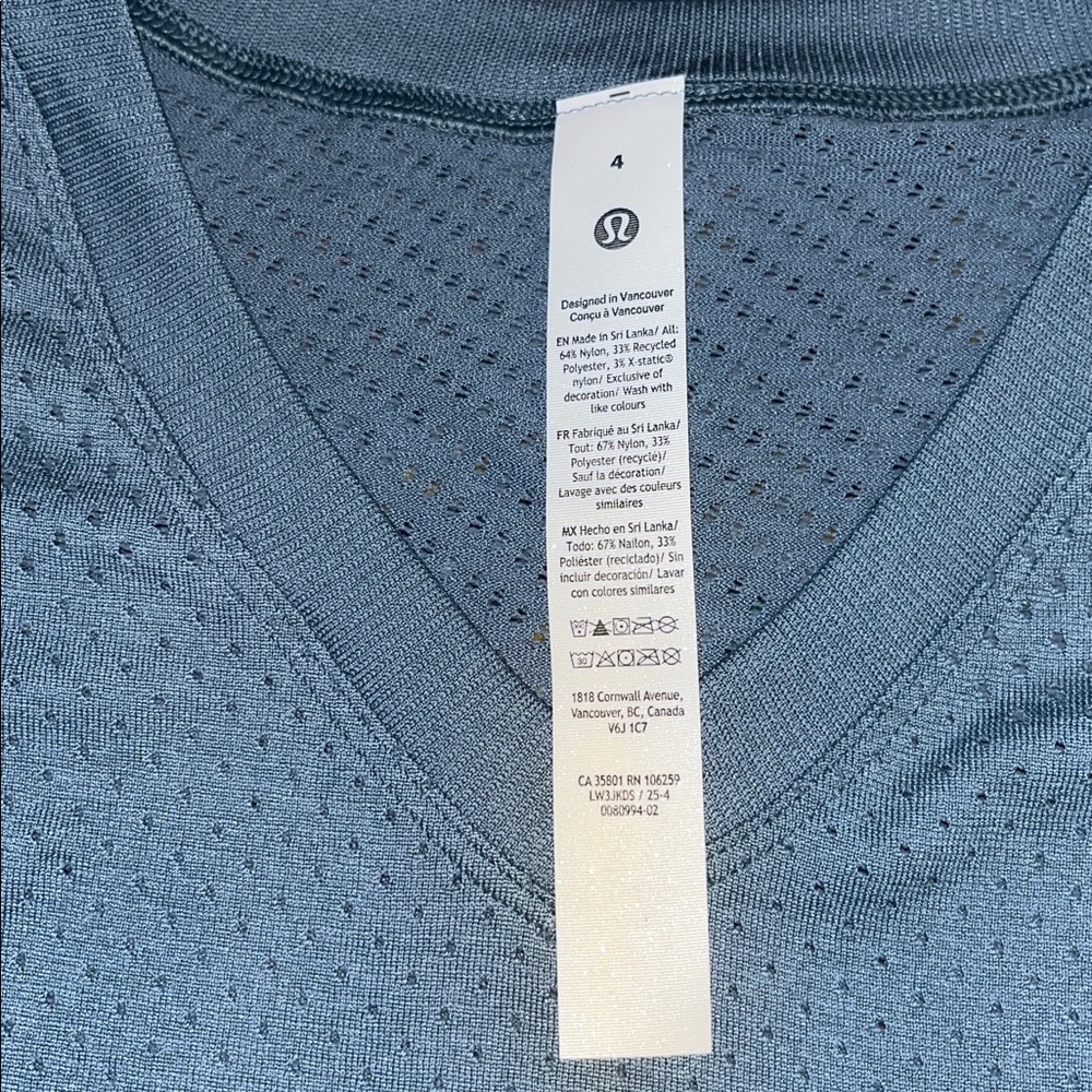lululemon athletica Perforated V-Neck Performance Top in Slate Blue - Picture 3 of 8